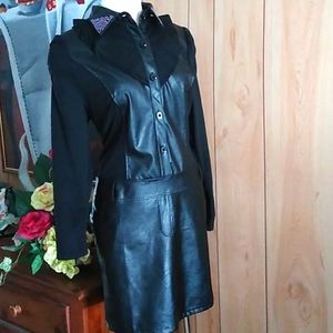 Black faux leather dress